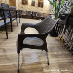 صندلی غذاخوری پایه فلزی 991 حصیری (دسته دار)