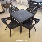 میز و صندلی پلیمری طرح حصیری خاتم 999 چهار نفره