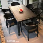 ست میز صندلی شش نفره طرح حصیری کلاسیک