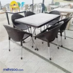 ست صندلی حصیری پایه فلزی با میز حصیری 6 نفره تاشو