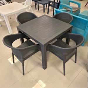 مسط و صندلی پلاستیکی طرح حصیری 4 نفره نفیس 992-321 کارخانه ناصرپلاستیک