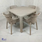 میز و صندلی پلیمری غذاخوری تلینا رنگ کرم روشن