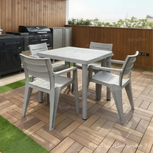 میز صندلی پلاستیکی 4 نفره هرکول در روف گاردن - جاسمین پولاد