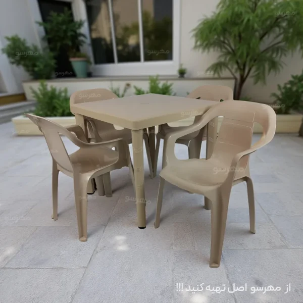 ست میز و صندلی پلیمری چهارنفره ارسان مدل سولینا (سولارا کارخانه پولاد)