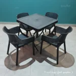 ست 4 نفره صندلی تالینا با میز طرح حصیری تاشو