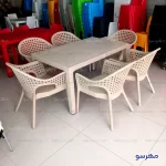 میزصندلی 6 نفره حصیری مدل باغی 999 ناصرپلاستیک طرح خاتم