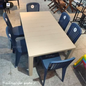 میز و صندلی پلاستیکی شش نفره پولاد (بدون دسته)
