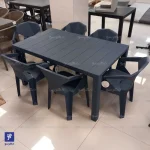میز و صندلی پلاستیکی 6نفره الماس سه بعدی پولاد مناسب باغ و کافه رستوران