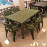 ست میز صندلی پلیمری جاسمین 6نفره برند پولاد صنعت کافه رستورانی ، باغ و ویلا