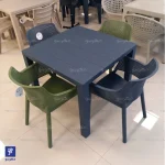 میز و صندلی پلاستیکی تیارا تولیدی پولاد پویش سرمه ای و سبز آووکادو