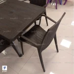 صندلی پلیمری ایتالیایی با میز مربع تاشو حصیری