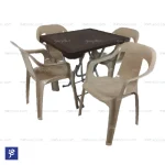 صندلی سولارا همراه میز تاشو حصیری ست چهار نفره