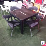 میز و صندلی حصیری قهوه ای چهار نفره