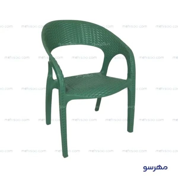 صندلی بچه رنگ سبز طرح حصیری جنس پلیمری پلاستیکی