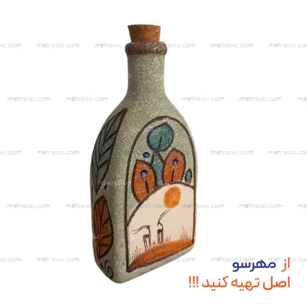 بطری سرامیکی نقاشی کویر دست لالجین