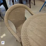 صندلی حصیری 811 دسته دار با میز گرد حصیری