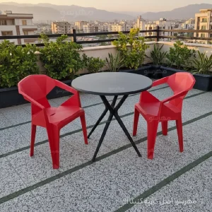 میز صندلی پلیمری الماس راند دو نفره