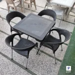 میز صندلی 4 نفره پلاستیکی غذا خوری و باغی رنگ مشکی طرح حصیربافت