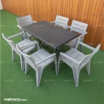 ست میز تاشو مشکی و صندلی طوسی باغی هرکول