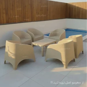 مبلمان پلاستیکی 890 مدل دورهمی با میز عسلی