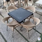 میز حصیری مربع تاشو با چهار صندلی غذاخوری طرح حصیری