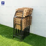 حالت تاششده صندلی فلزی با چوب ترمو مدل آرکا