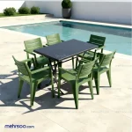 میز و صندلی شش نفره ویلایی جاسمین سبز اووکادو با میز تاشو