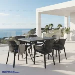 میز پلیمری طرح چوب تاشو با صندلی تیارا پولاد (ست شش نفره)