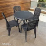 میز صندلی پلاستیکی مدرن فضا باز تراس و بالکن (مدل 4 نفره مشکی)