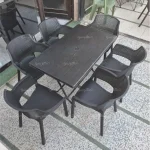 میز صندلی پلاستیکی 6 نفره غذاخوری با میز تاشو