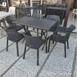 میز و صندلی پلیمری شش نفره تالینا مناسب باغ، رستوران و روف گاردن