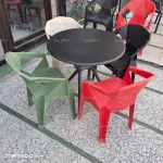 میز و صندلی پلاستیکی پلیمری الماس با میز گرد