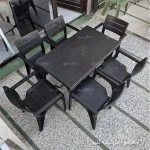 میز تاشو طرح چوب و صندلی غذاخوری فضا باز پولاد