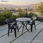 میز و صندلی پلاستیکی غذاخوری مشکی مناسب فضا باز تراس و بالکن
