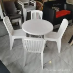 ست 4 نفره میز گرد تاشو با صندلی پلاستیک یمدرن