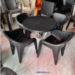 میز تاشو گرد با 4عدد صندلی مدرن پلاستیکی