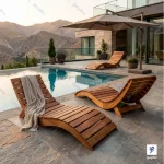 تخت های کنار استخری ویلایی چوب ترمو