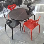 ست چهانفره قرمز مشکی صندلی 481 بدون دسته